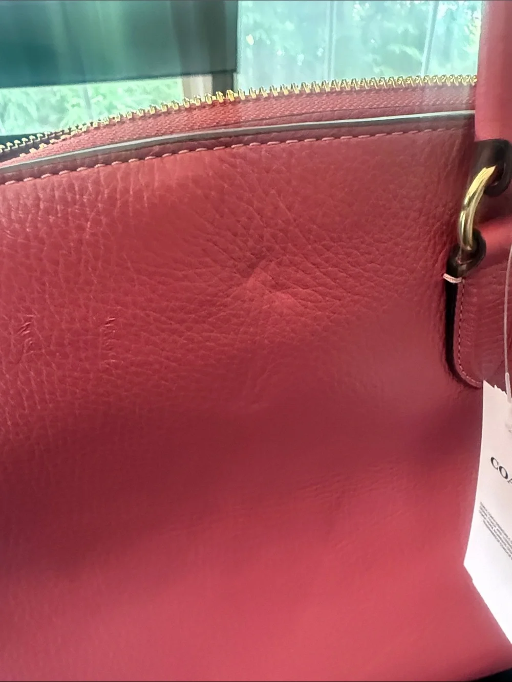 NWT Coach Pink Pebbled Leather Crossbody Satchel with Gold Hardware
